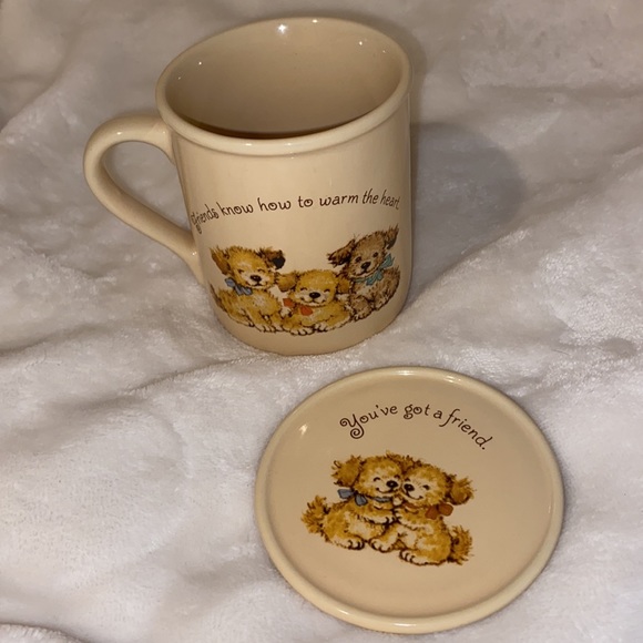 ❌FINAL PRICE DROP‼️Vintage Hallmark Mug Mates Mug & Coaster Set Friends Puppies - Picture 16 of 16